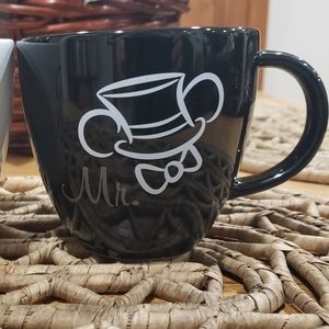 2 Disney Mr and Mrs coffee Mugs. Bride and Groom